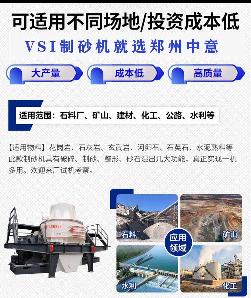 制砂機應用及破碎物料